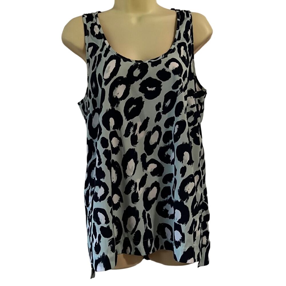 Banana Republic M Aqua & Blue Animal Print Tunic Blouse Lightweight
